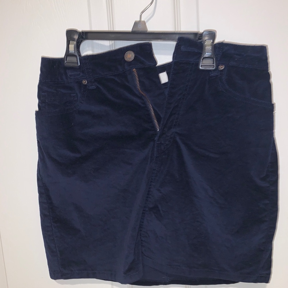 Navy Blue Velvet Skirt